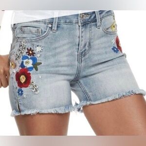 Indigo Rein Embroidered Denim Shorts